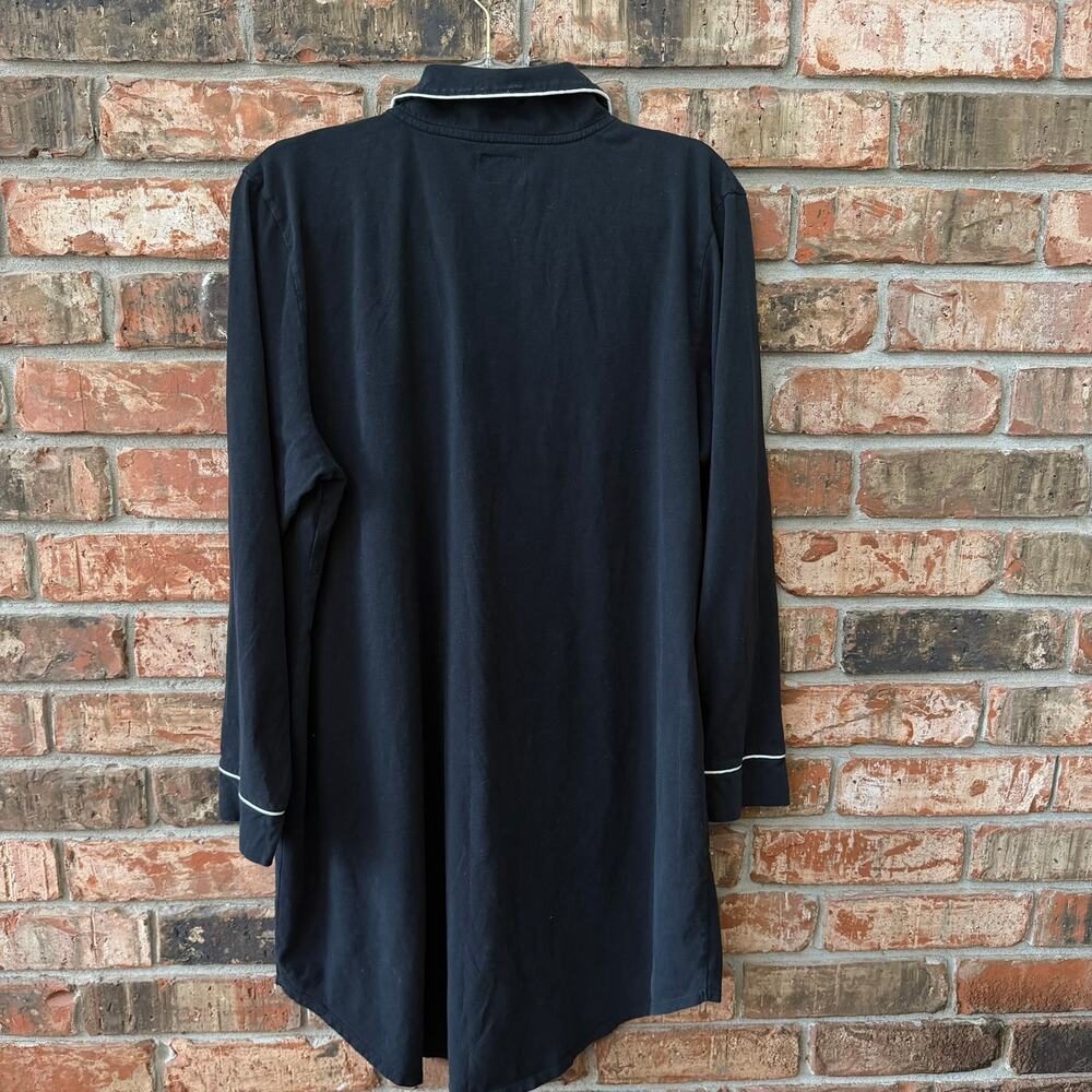 Petite Plume Womens XL Sleepshirt Black Long Sleeve Nightgown Pima Cotton - Picture 9 of 9